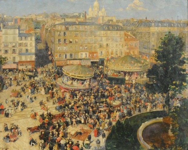 Carousels in art: André Devambez, La Place Pigalle, 1906, National Museum of Fine Arts of Argentina, Buenos Aires, Argentina.