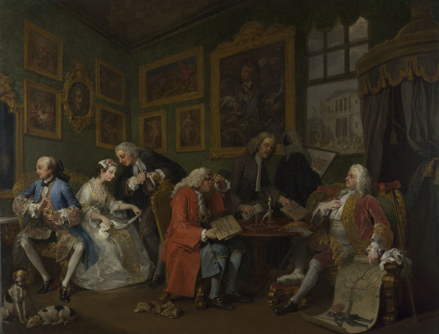 Marriage à-la-mode, William Hogarth, 1743, National Gallery, London, William Hogarth – Marriage à-la-mode