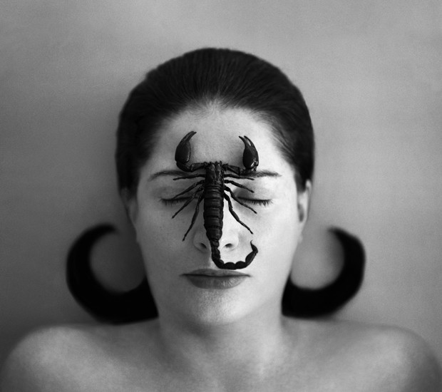 Marina Abramović, Portrait with Scorpion (Closed Eyes), 2005, artsy halloween costume