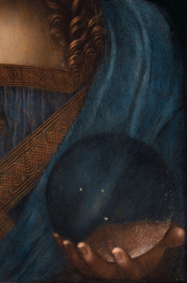 Leonardo da Vinci (attributed), Salvator Mundi, circa 1500, detail