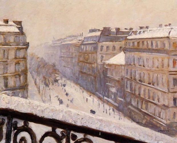 Boulevard Haussmann, Snow by Gustave Caillebotte Parisian landmarks