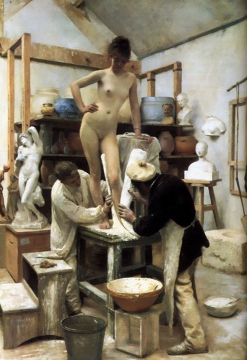 Edouard Dantan, A Casting from Life, 1887, Chimei Museum, Sculptors' Studios