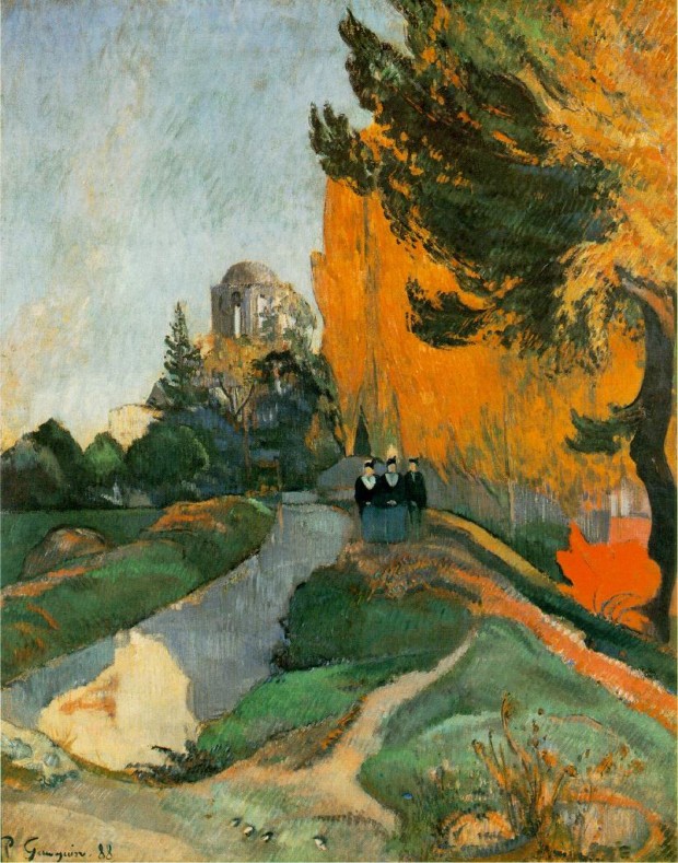autumn paintings by famous artists Paul Gauguin, Landscape in Arles near the Alyscamps, 1888, Musee d'Orsay autumn paintings created by famous artists 