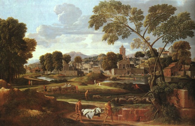 Nicolas Poussin, Landscape with the Body of Phocion Carried out of Athens, 1648, National Museum of Wales, Cardiff, Poussin a Barouqe artist