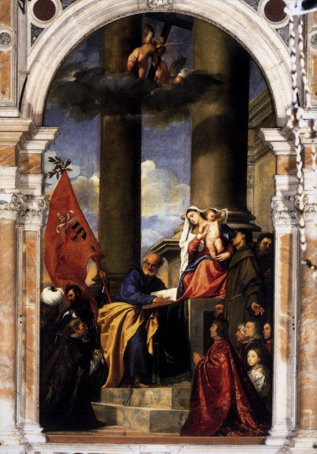 Titian, Pesaro Madonna, 1519–1526, Santa Maria Gloriosa dei Frari, Venice, Italy. Titian’s Art in Venice