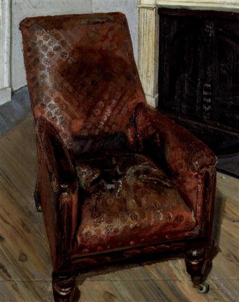 Lucian Freud, Armchair by the Fireplace, 1997, Private Collection, hygge in art