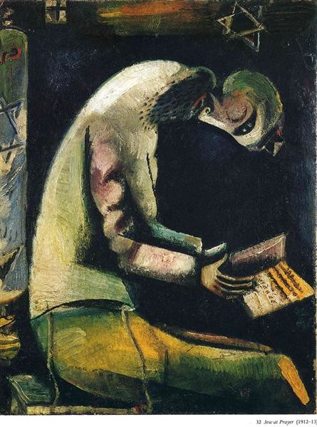 paintings for hanukkah: Marc Chagall, Jew at Prayer, 1913, 