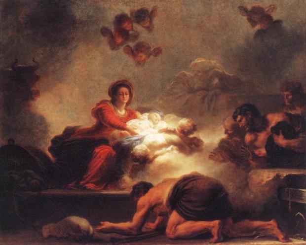 Famous Adoration of the Shepherds Jean-Honore Fragonard, The Adoration of the Shepherds., c.1775, Musee do Louvre