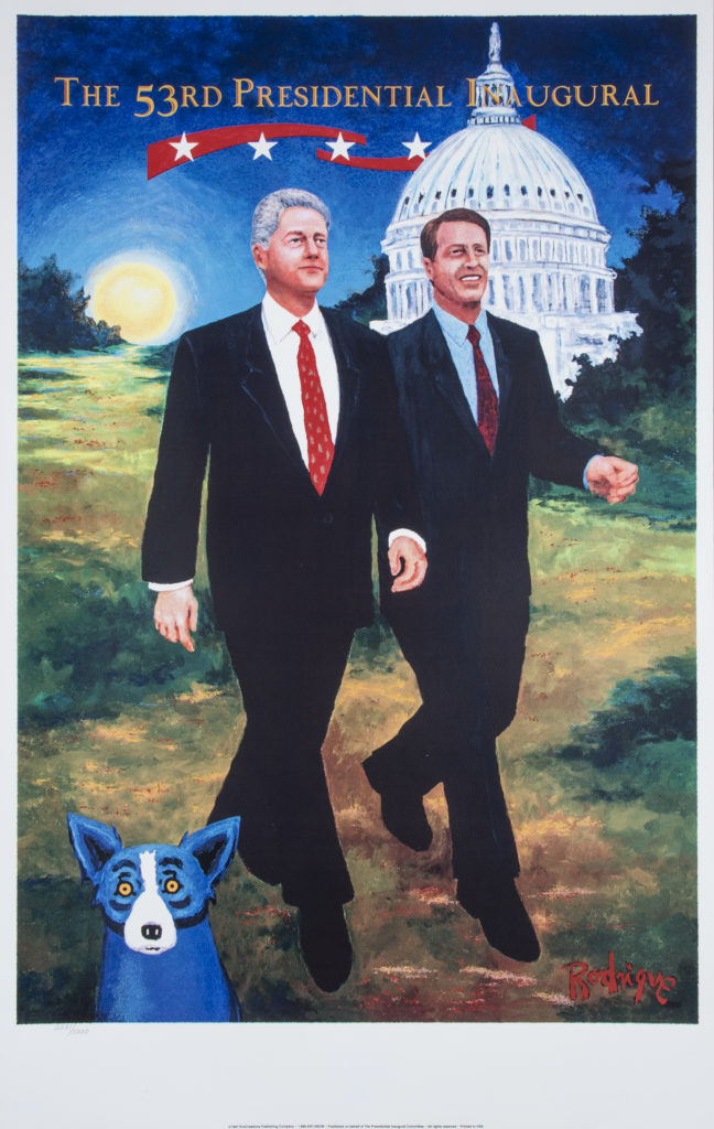 George Rodrigue 1997 Bill Clinton/ Al Gore Presidential Inaugural blue dog by george rodrigue 
