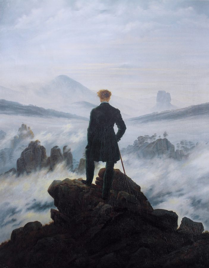 Caspar David Friedrich, The Wanderer Above the Sea of Fog, 1819, Kunsthalle Museum, Hamburg, Germany.