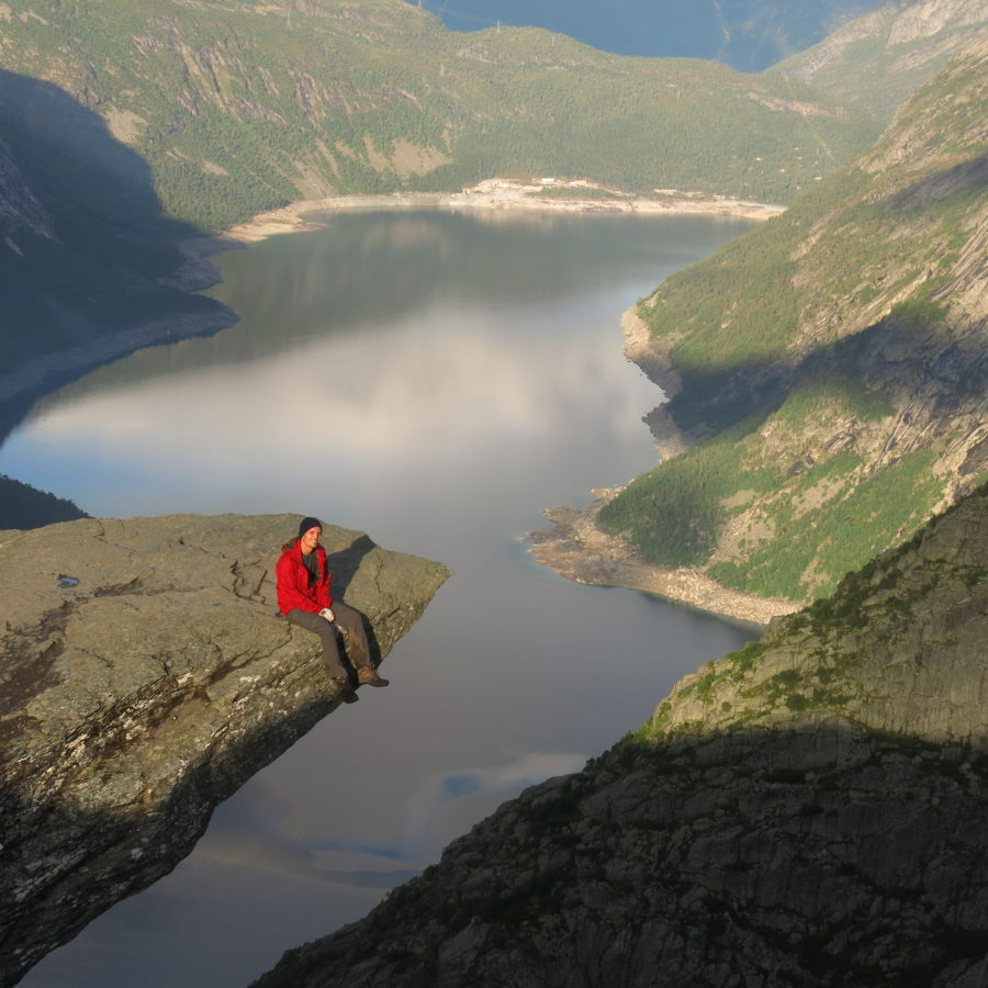  21st Century Grand Tour: View from the Trolltunga, Nardanger Fjord, Norway.