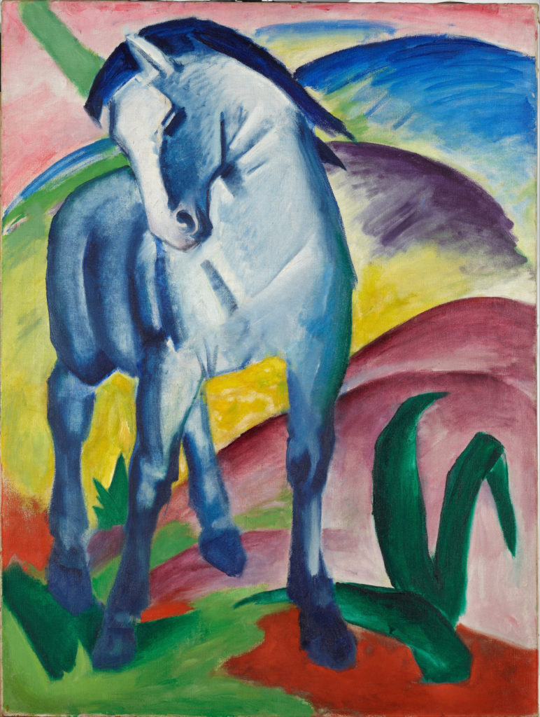 Franz Marc, Blue Horse I, 1911, Städtische Galerie im Lenbachhaus and Kunstbau, Munich, Germany. Wikipedia.