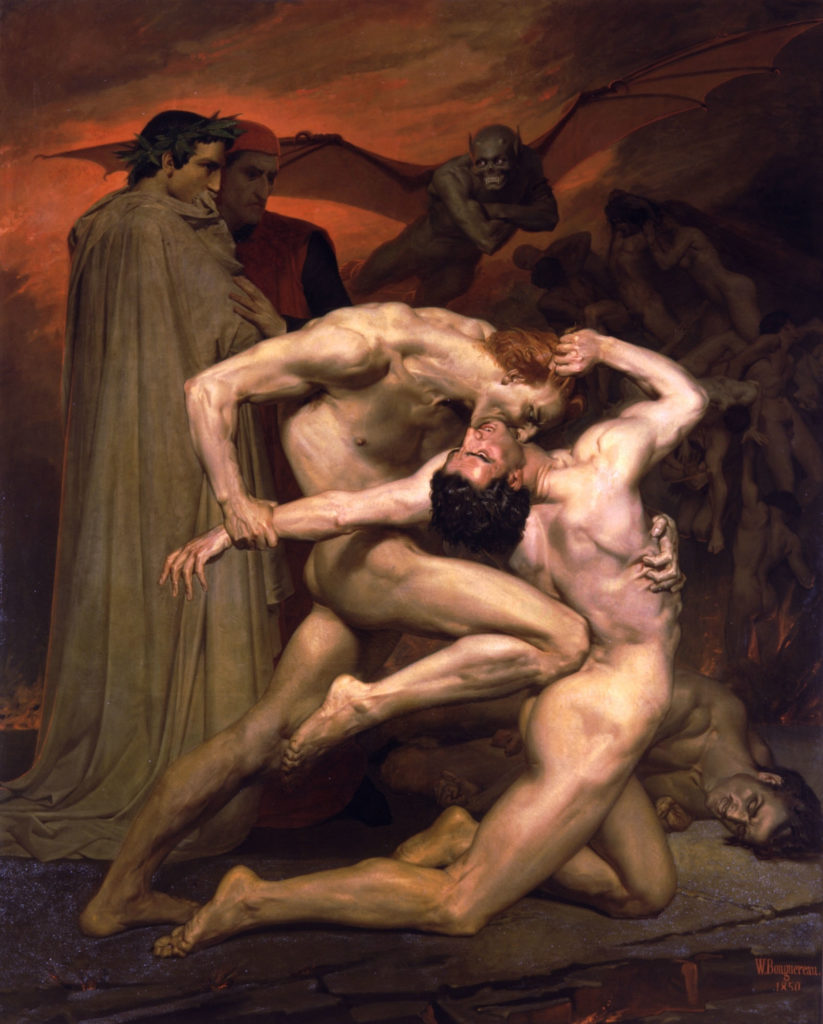 Top 10 Strange and Bizarre Paintings: Bouguereau's depiction of Dante's tale of two hell-dwellers fighting. 