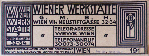 Wiener Werkstätte, WW letterhead designed by Koloman Moser, 1914.