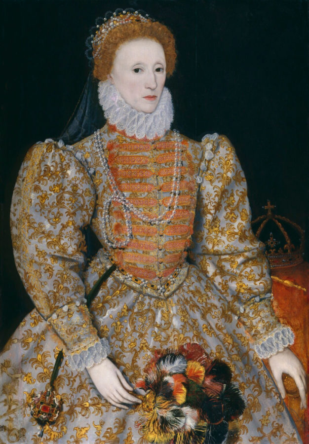 Portraits of Queen Elizabeth I: The Darnley Portrait, unknown continental artist, c. 1575, National Portrait Gallery, London, UK.