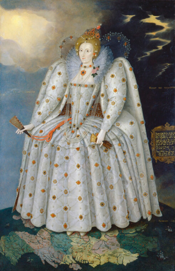 Portraits of Queen Elizabeth I: Marcus Gheeraerts the Younger, The Ditchley Portrait, c. 1592, National Portrait Gallery, London, UK.