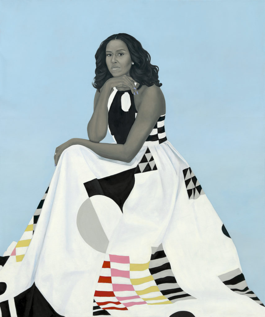 Amy Sherald, Portrait of Michelle Obama, 2018, National Portrait Gallery, Washington DC, USA.