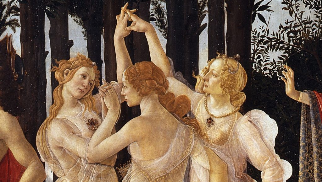 Sandro Botticelli, The Primavera, 1470s-1480s, Uffizi Gallery, Florence, Italy. Detail.