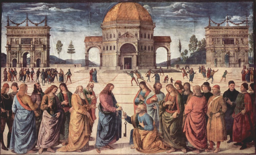 Facts about Sistine Chapel Pietro Perugino fresco, The gift of the keys to Saint Peter, Sistine Chapel, Vatican 