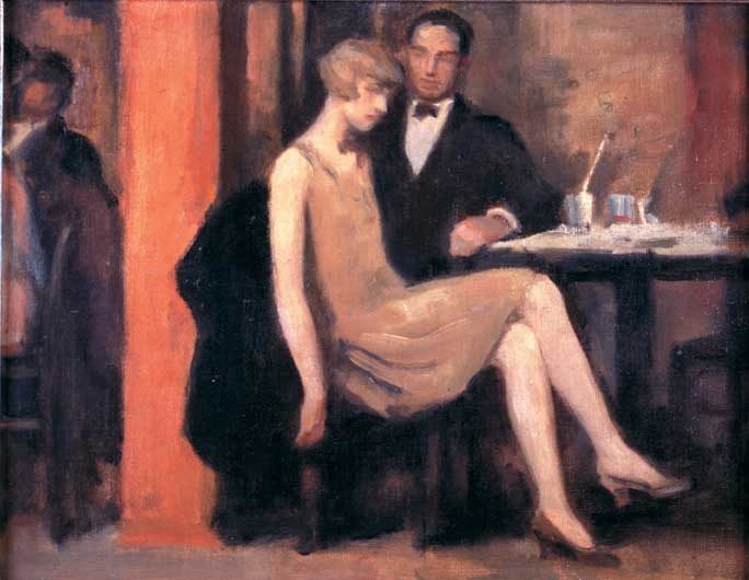 Roaring Twenties: Hugo Boettinger, V kavárně, 1926, Art Gallery, Praha, Czech Republic.