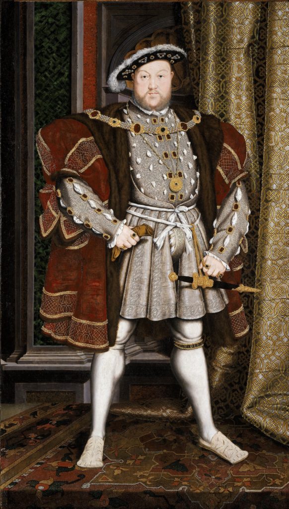 Royal Portraits: Portion of a copy done after Holbein's mural of Henry VIII and his family. Here, we see a royal portrait of a strong, capable Henry. 