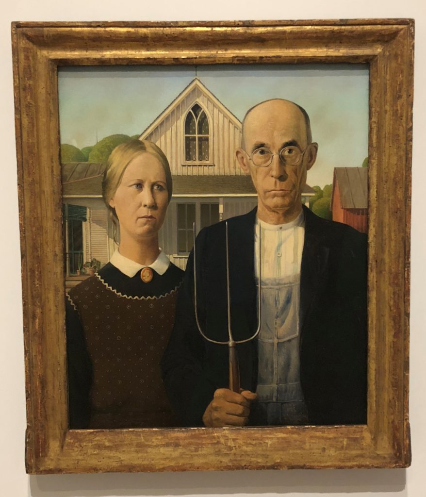 Grant Wood, American Gothic, 1930, detail, Art Institute of Chicago