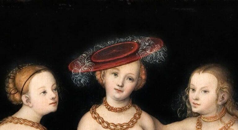 Cranach Series: Lucas Cranach the Elder, The Three Graces, 1531, Louvre, Paris, France. Detail.
