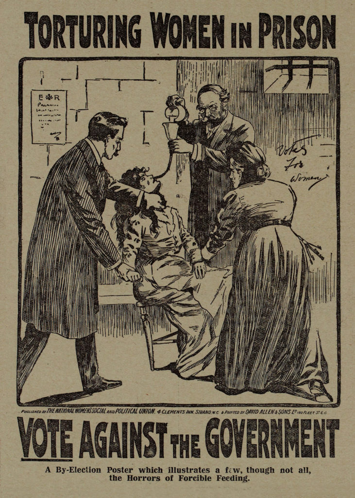 1909 National Library of Scotland. Force feeding of Suffragettes.