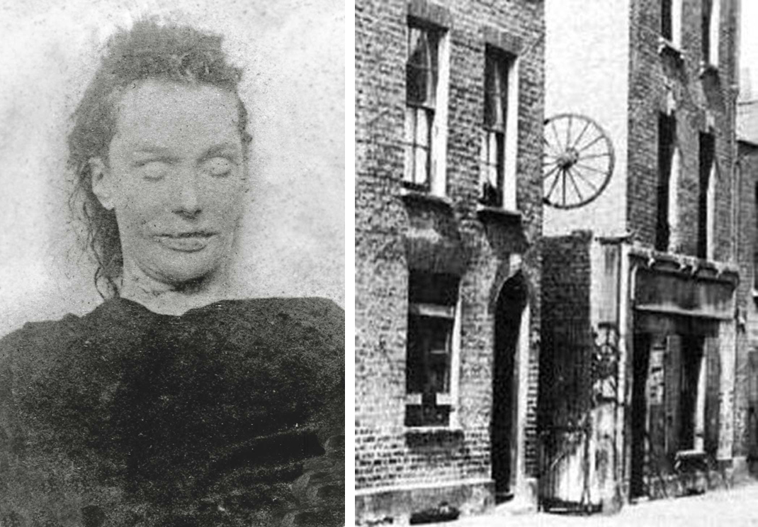 Five More Things Everyone Should Know About the Victorians: Left: Post mortuary photograph of Elizabeth Stride, a victim of Jack the Ripper, 1888, photographer unknown. Right: Dutfield's Yard, scene of Elizabeth Stride's murder, 1888, photographer unknown. Records of the Metropolitan Police Service/National Archive.