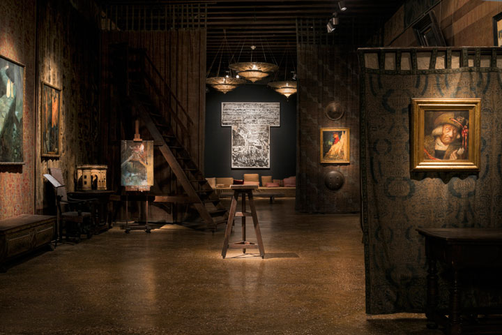 A view of the Salon of Mariano Fortuny, Fortuny Museum, Venice, Italy. Fortuny Museum.