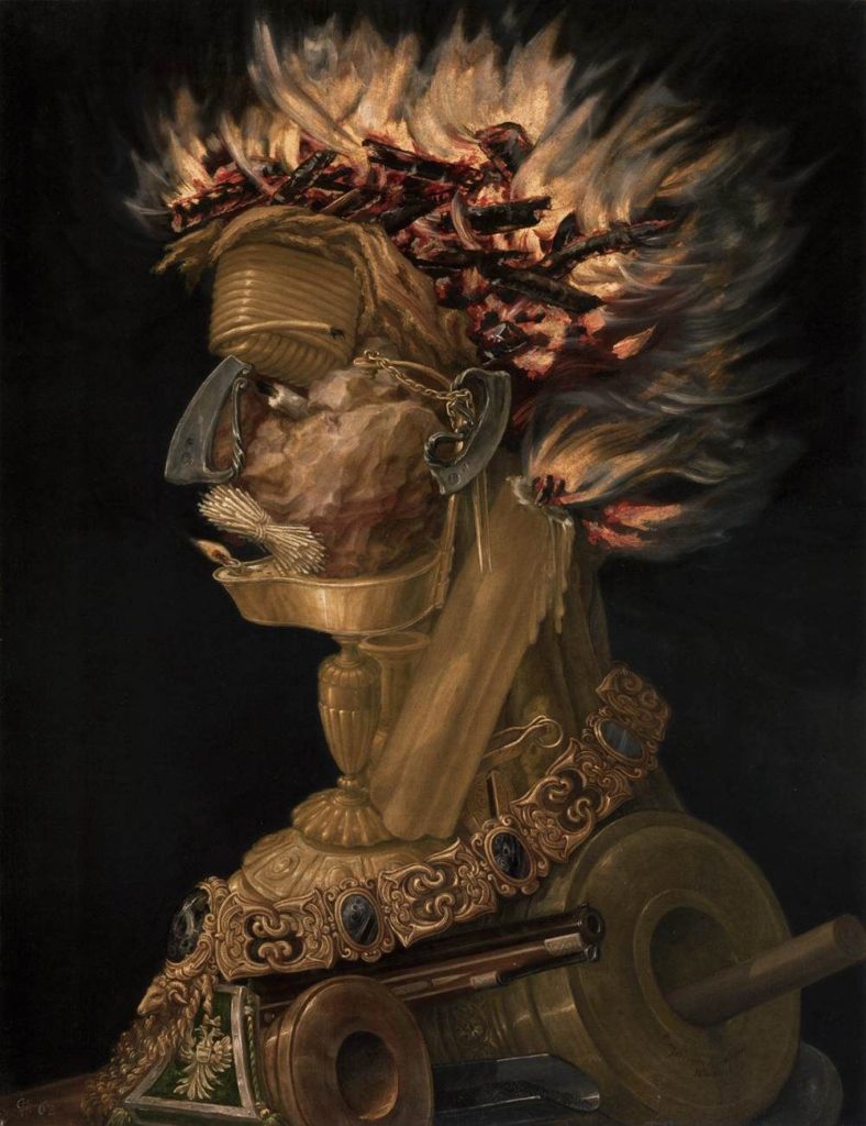 Arcimboldo portraits: Giuseppe Arcimboldo, Fire, 1566, Kunsthistorisches Museum, Vienna