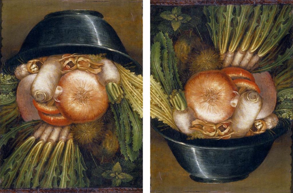 Top 10 Strange and Bizarre Paintings: Giuseppe Arcimboldo's composite portrait that creates and allegory of a vegetable gardener's occupation. 