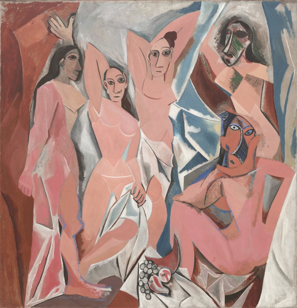 Female body in art: Pablo Picasso, Les Demoiselles D'Avignon, 1907, Museum of Modern Art, New York, NY, USA.