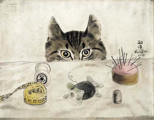 Foujita Cats Couturier Cat by Leonard Tsuguharu Foujita