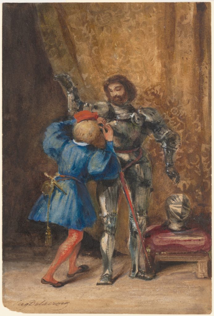Eugène Delacroix, Goetz von Berlichingen Being Dressed in Armor by His Page George, 1826–27, Gift from the Karen B. Cohen Collection of Eugène Delacroix, in honor of Thomas P. Campbell, 2014, Metropolitan Museum of Art