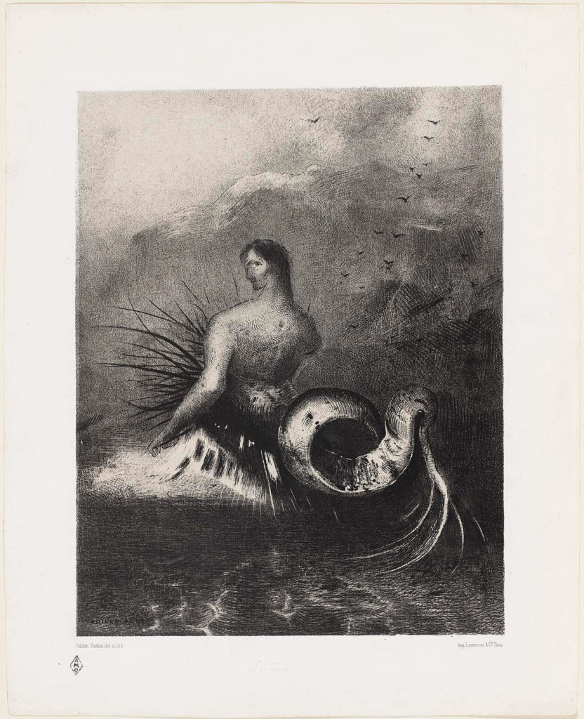 Odilon redon's noir Odilon Redon, The Siren clothed in barbs, emerged from the waves, 1883, National Gallery of Art, Washington DC