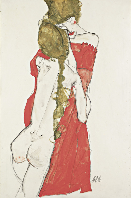 Egon Schiele, Mother and Daughter, 1913 © Leopold Museum, schiele orange obsession