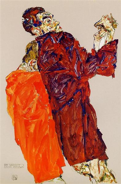Egon Schiele, The Truth was Revealed, 1913, private collection, schiele's orange obsession