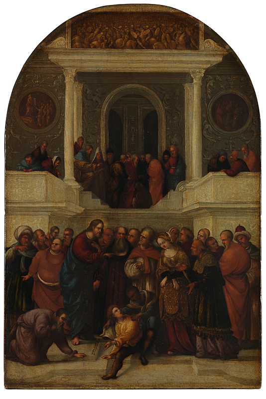 Ludovico Mazzolino, Christ and the Woman taken in Adultery, probably 1522, The National Gallery, London, raqib shaw old masters