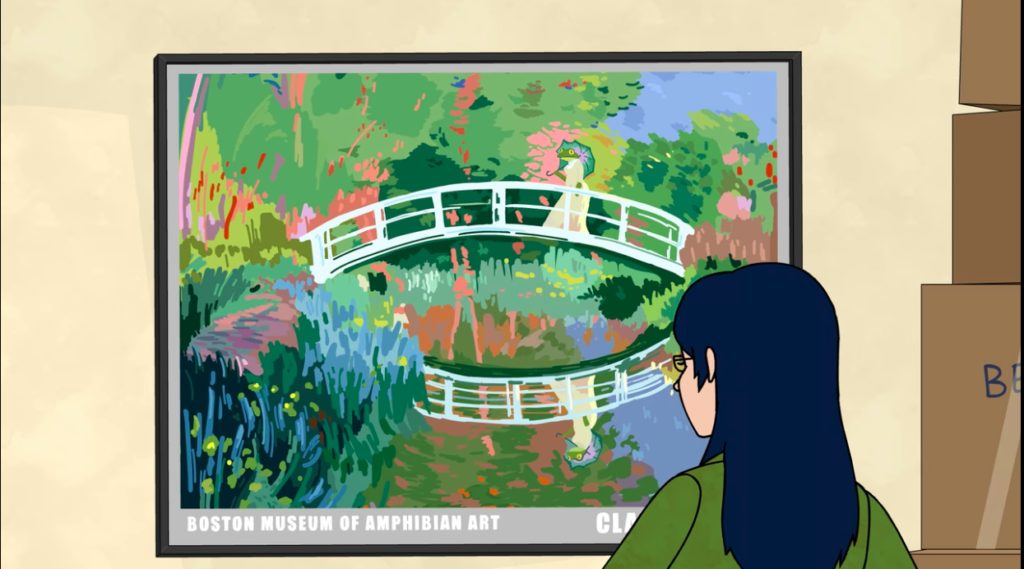 Art reference to Claude Monet, The Japanese Footbridge, in BoJack Horseman, S5E02. BoJack Horseman/ Netflix.