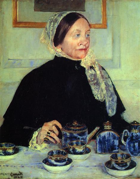 Mary Cassatt,Lady at the Tea Table, 1885, Metropolitan Museum of Art, tea in paintings