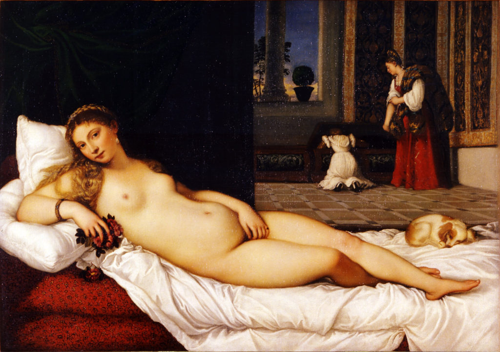 Titian, Venus of Urbino, 1538, Galleria degli Uffizi - lady with the dog