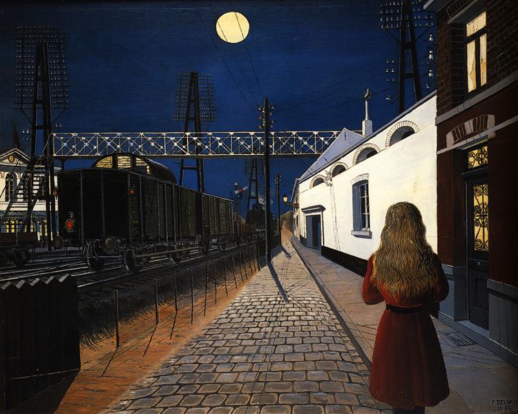 Paul Delvaux, Loneliness, 1956, Musee des Beaux Arts de Mons (Bergen), solitude in painting