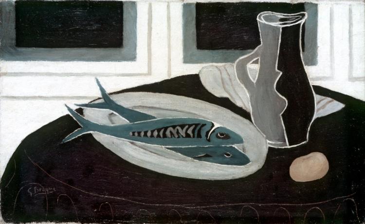 Georges Braque, Bottle and Fish, 1941, Georges Pompidou Center, Paris, France, fish paintings