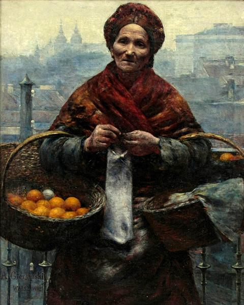 Paintings with oranges: Aleksander Gierymski, Jewish Woman Selling Oranges, 1881, National Museum in Warsaw, Warsaw, Poland.