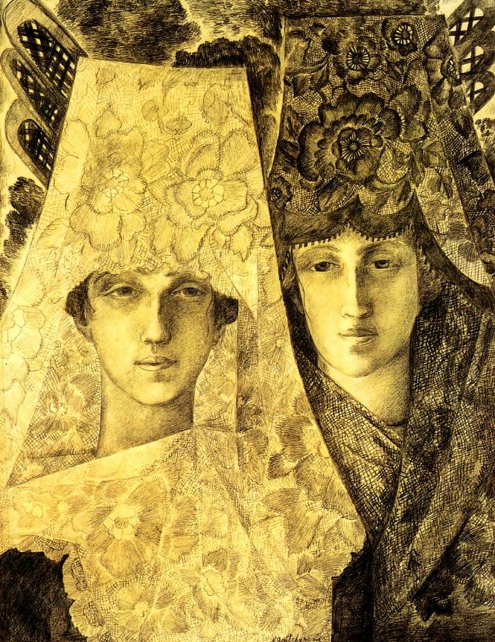 goncharova and larionov's romance: Natalia Goncharova, Spanish Flu, undated, State Tretyakov gallery, Moscow, 