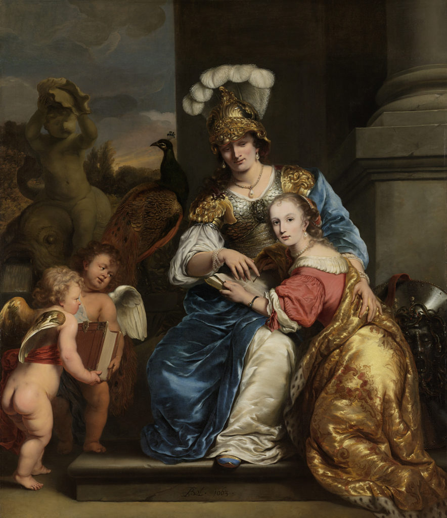 Ferdinand Bol, Margarita Trip as Minerva, Instructing her Sister Anna Maria Trip, 1663, Rijksmuseum, Amsterdam, Netherlands.