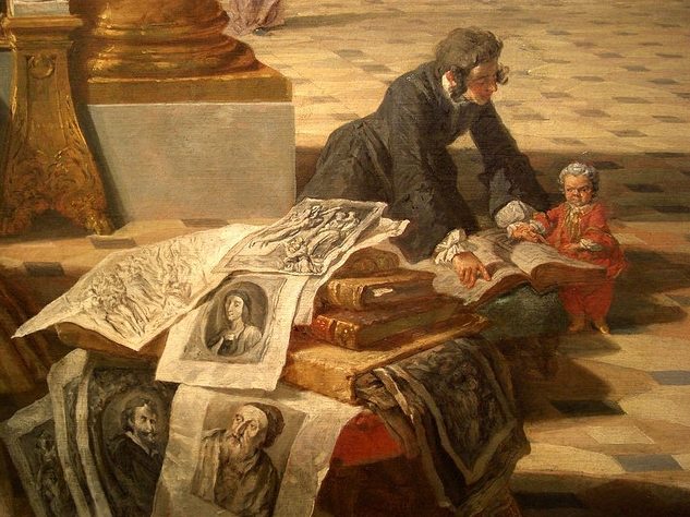 Giovanni Paolo Pannini, Interior of a Picture Gallery with the Collection of Cardinal Silvio Valenti Gonzaga, 1740, Detail.