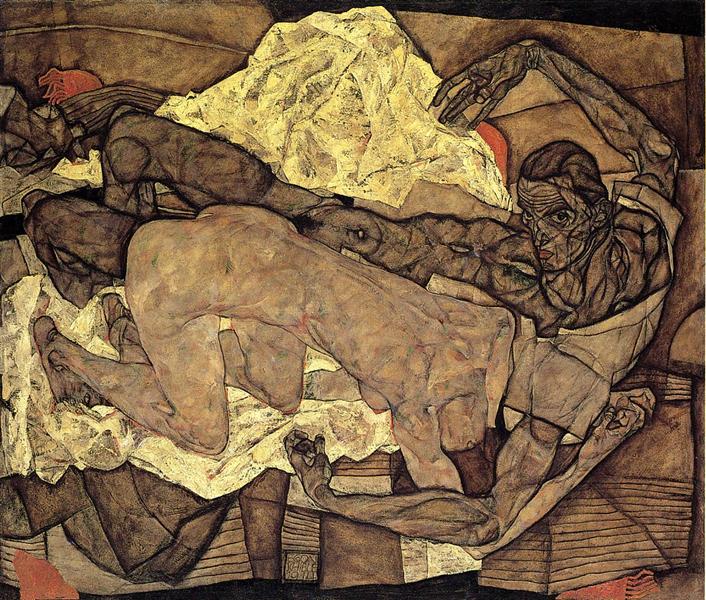 Egon Schiele, Lovers Man and Woman, 1914, private collection, searching for love in art