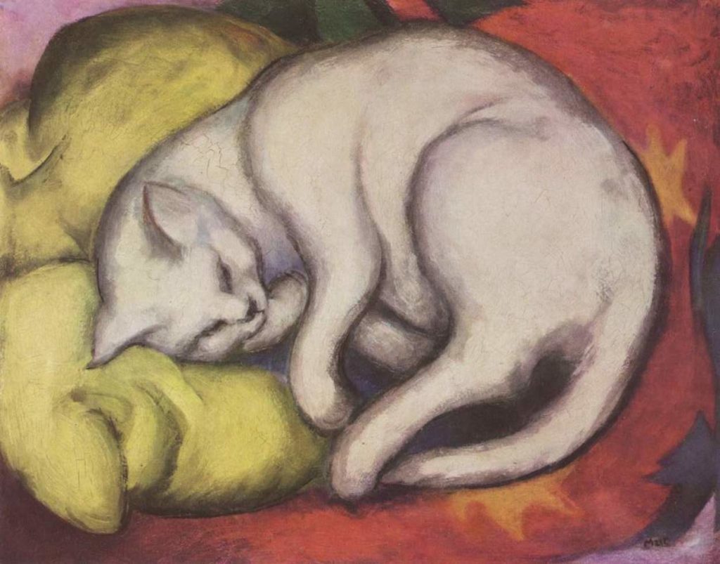 cats in art Franz Marc, The White Cat, 1912, Staatliche Galerie Moritzburg 